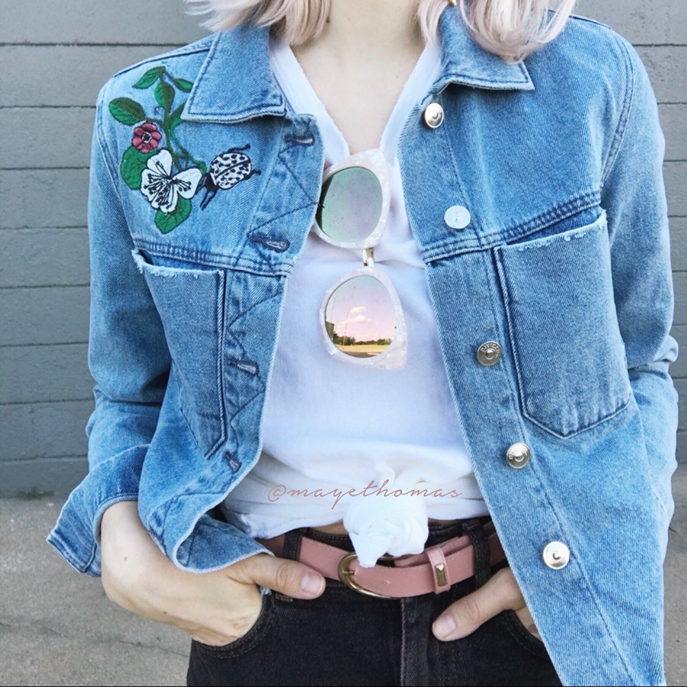 h&m coachella embroidered jean jacket - Picture 2 of 8